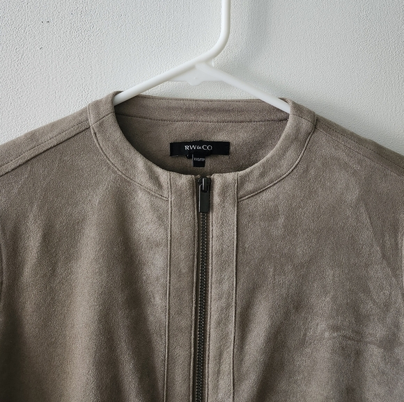 RW&CO Suede Bomber Jacket in Taupe - Picture 3 of 5